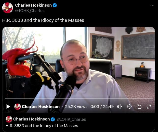 Charles Hoskinson Critiques H.R. 3633 Digital Asset Market Clarity Act