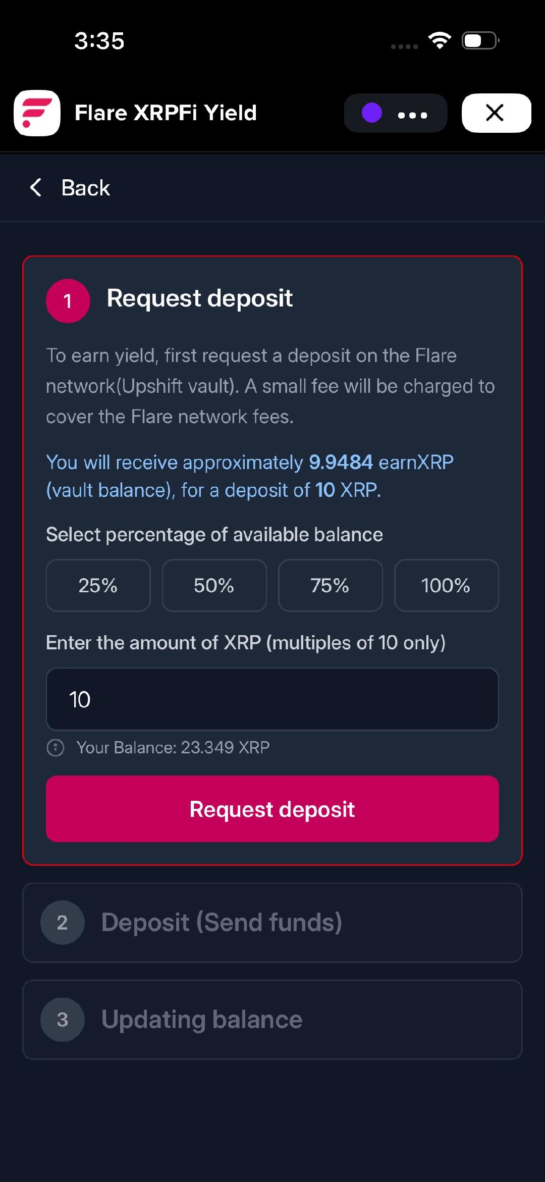 First Step In The Flare XRPFi xApp