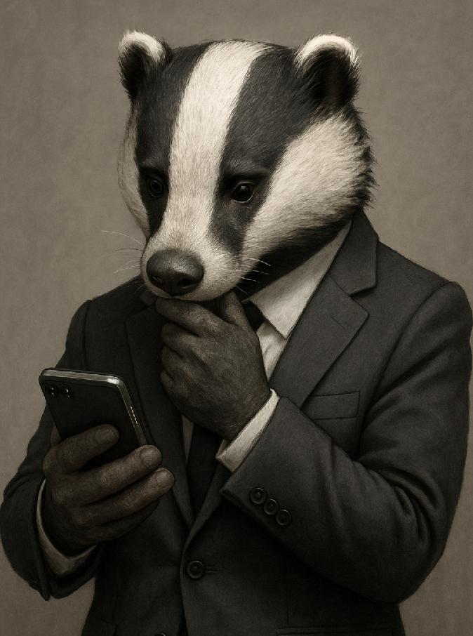 Badger Business Man Evaluating Hooks