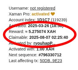 Reward Amount & Timing on Bithomp Explorer
