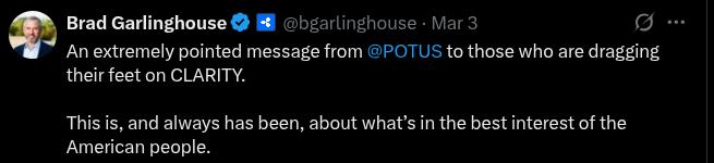 Brad Garlinghouse's Support Of The Digital Asset Market Clarity Act