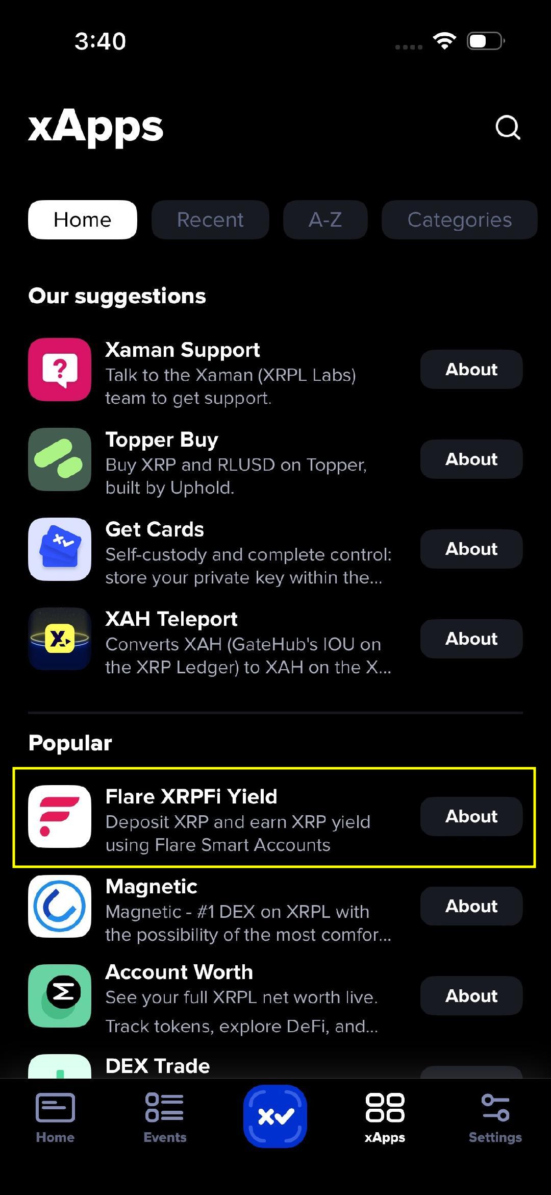 Flare XRPFi xApp On Xaman