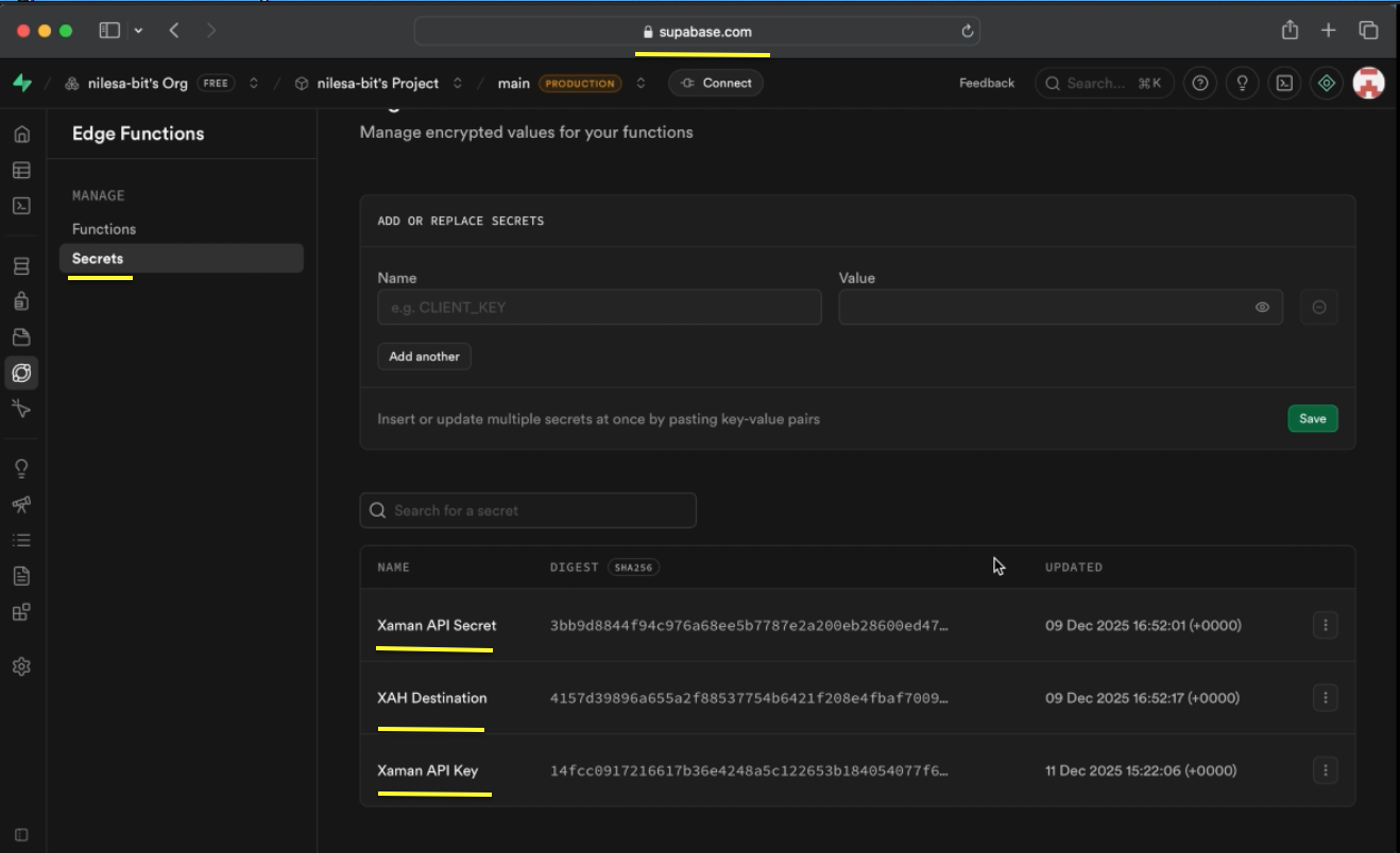 Adding Credentials to Supabase