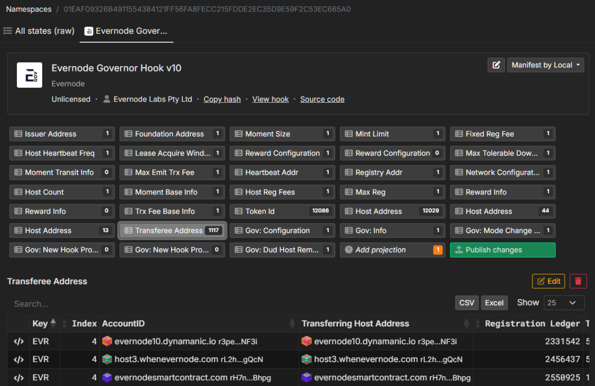 Data Viewer Sidebar with projection list